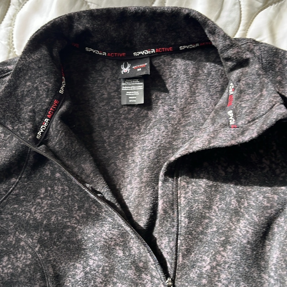 Spyder Active Black Patterned Half-Zip Jacket - image 7